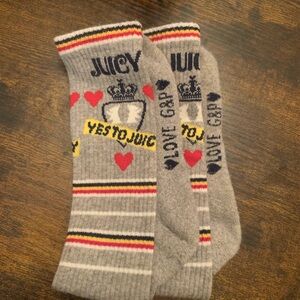 Juicy Couture Gray Socks with Red and Yellow Accents YES TO JUICY